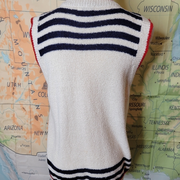 Keneth Too! Nautical Striped Sleeveless Sweater Size  L - Picture 7 of 14